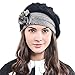 F&N STORY Lady French Beret Wool Beret Chic Beanie Winter Hat Jf-br034 (BR022-Black Angora)