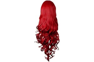 Rbenxia Curly Cosplay Wig Long Hair Heat Resistant Spiral Costume Wigs Anime Fashion Wavy Curly Cosplay Daily Party Red 32" 80cm