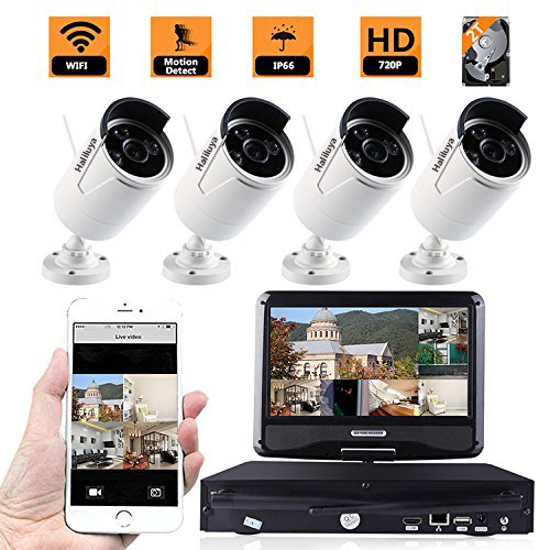 Click Here to See More Images ZY 4CH HD WiFi Wireless Indoor Outdoor Home Security Camera System with HDMI NVR with 10