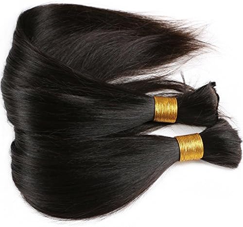 Gluna Hair 8A Brazilian Virgin Hair Straight Bulk Hair For Braiding 3Pcs Human Braiding Hair Bulk No Weft Natural Color 16"16"16"