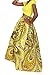 Novia's Choice Women African Floral Print Pleated High Waist Maxi Skirt Casual A Line Skirt(Yellow Geometric 3)