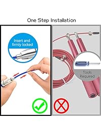 idealhouse cuerda de saltar entrenamiento ajustable de autobloqueo de cuerda de saltar de alta velocidad sin agujeros doble holandés para supervivencia y Cruz doble bajo, Fitness, boxeo Crossfit, 2 cables de reemplazable