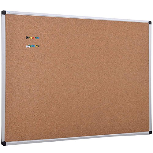 XBoard Aluminum Frame Wall-Mounted 48 x 36 inch Thick Cork Board Push Pin Boards for Display and Organization