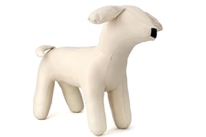 pawstrip Dog Mannequin PU Pet Clothing Display Stand Cute Dog Hangers for Clothes Store Leather Pet Sewing Mannequin Durable Puppy Standing Model (White, Medium)