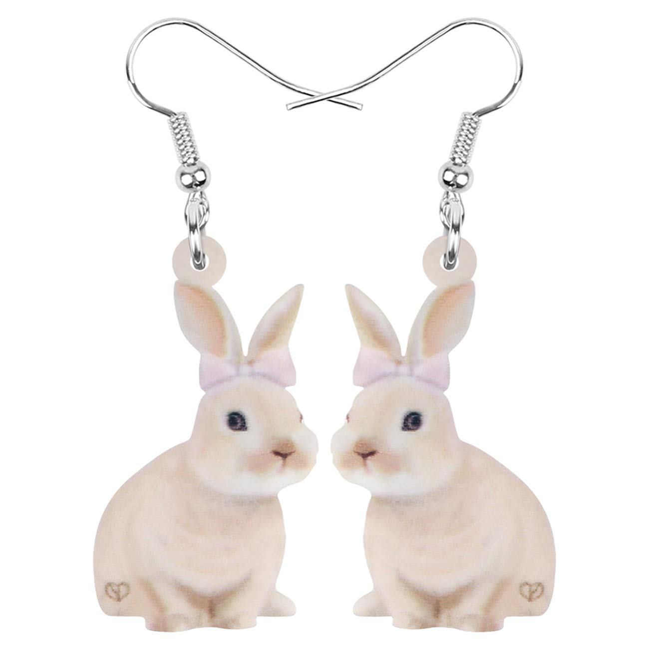 Bonsny Acrylic Drop Dangle Easter Bunny Hare Rabbit Earrings Jewelry For Women Girls Kids Gift Charms (Yellow)