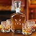 Personalized Whiskey Decanter 4 Low Ball Glasses Gift Set Monogrammed with Name and Initial - Stamped