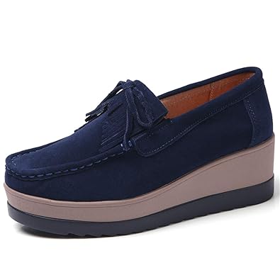 womens navy moccasins