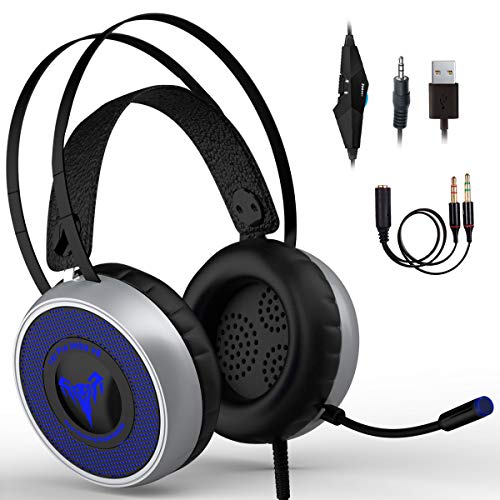 [Newest 2019] Gaming Headset for Xbox One, S, PS4, PC with LED Soft Breathing Earmuffs, Adjustable Microphone, Comfortable Mute &amp; Volume Control, 3.5mm Adapter for Laptop, PS3, Nintendo - $33.95