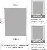 SMONTER 100% Blackout Roller Shades 112cm x 200cm Grey view 3