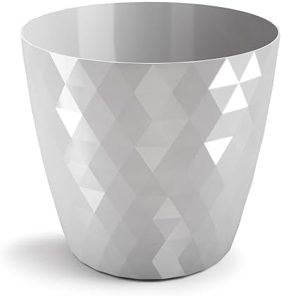 B2C Flowerpot Round Plastic Pot Grey 16 cm Modern Decor 7 Sizes 9 Colors