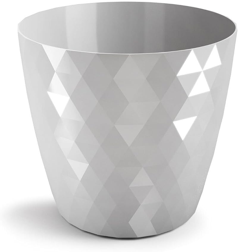 B2C Flowerpot Round Plastic Pot Grey 16 cm Modern Decor 7 Sizes 9 Colors