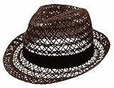 MIRMARU Summer Foldable Trilby Short Brim Lightweight 100% Linen Crushable Fedora Hat With Band(Coffee)