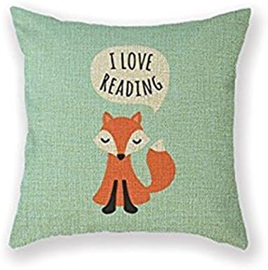 CoolDream New Arrival Pillowcase Kids Design Aqua Blue Background I Love Reading Girl Throw Pillow Square Cotton Linen Pillowcase Cover Cushion (16inch)