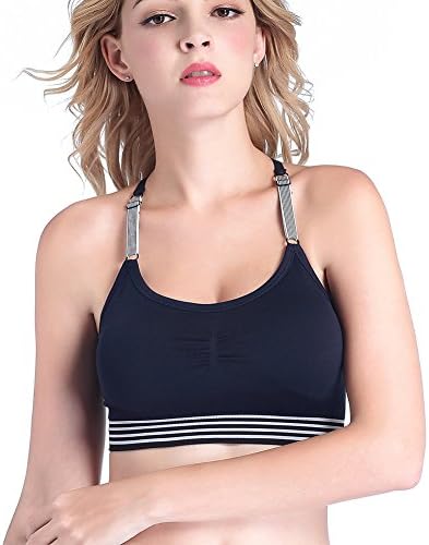Septree 2 Pack Women’s Fitness Seamless Racerback Removable Pads Plus-Size Comfort Sport Bra (3XL, black+pink)