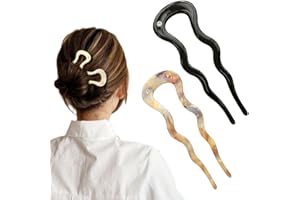 Wavy Edge U Shaped French Hair Pin 2pcs, Spiral Hair Pins for Buns Styling, Hair Clips for Thick Hair Styling Accessories for