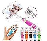 NEW Foldable Super Mini Wired Selfie Stick Handheld Extendable Monopod -Built in Bluetooth Shutter Non-slip Handle Compatible with iphone 4s, 5s, 6, 6 Plus, Samsung Galaxy S3, S4, S5, S6, Note 2, 3, 4, 5, Nexus 5, 6, HTC One