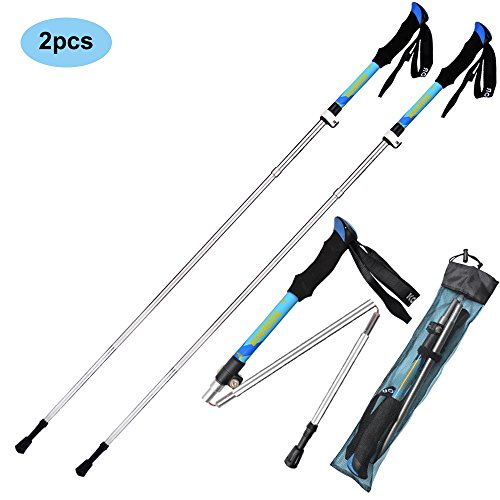 YOURJOY Folding Trekking Pole Collapsible Stick Ultralight Adjustable Alpenstocks with EVA Foam Handle,for Travel Hiking Climbing Backpacking Walking