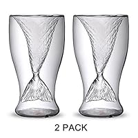 Homecube 2 Pack Creative Personality Mermaid Handmade Glass Cup Ice Cream Cup Double High-temperature Glass of Red Wine