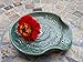 Spoon Rest, Ceramic Spoon Rest with Dahlia Carving in Teal