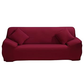 SHANNA Sofabezug 1 2 3 4 Couch Cover Sitzbezug Sofa Couch Stretch Elastischer Stoff Sofa Protector von, weinrot, 3-Seater Cha