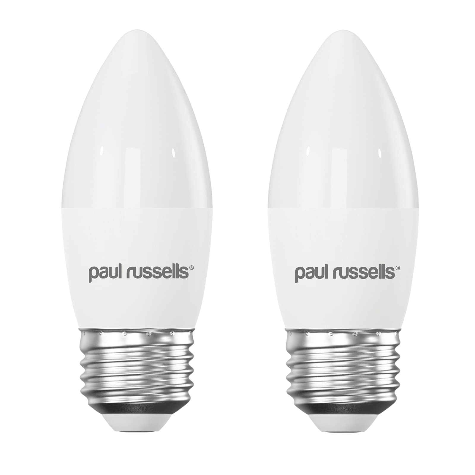 paul russells LED Light Edison Screw E27, 40watt Equivalent, 4.9W 470LM LED Bulbs, 2700K Bright Warm White, Frosted C35 ES Candle Energy Saving Non-Dimmable Chandelier Lightbulbs, Pack of 2