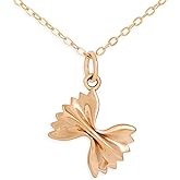 Bowtie Pasta Charm Necklace – 14K Gold-Filled Mini Pasta Pendant on 18″ Chain – Handmade Foodie Jewelry Gift for Italian Cooking Lovers