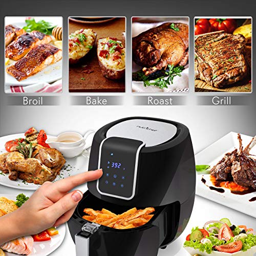 NutriChef Digital Air Fryer 5.6 Qt XXL 1800 Watt Power Electric