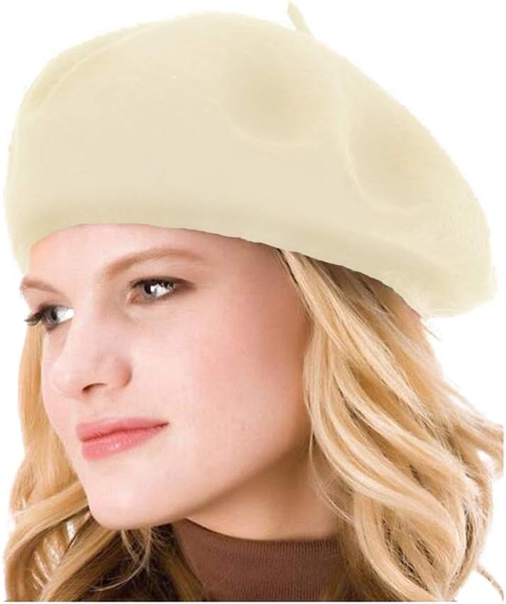 HengwoYS Womens Solid Color Beret 100% Wool French Beanie Cap Hat