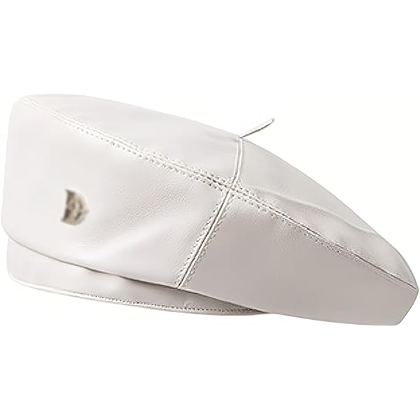 Solid,  white, PU leather  Beret. New. Women main image 2