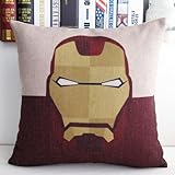 Mary's Home Superman Batman Green Lantern Captain America, Iron Man, the Flash Cotton & Linen Pillowcase Decorative Throw Pillow Cover (Iron Man)