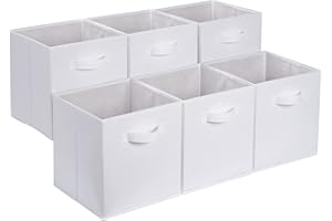 鶹 Basics Collapsible Fabric Storage Cubes Organizer with Handles, 10.5"x10.5"x11", White - Pack of 6