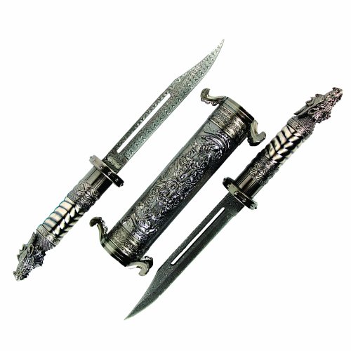 20 inch dual blade daggers with steel display stand H-25912