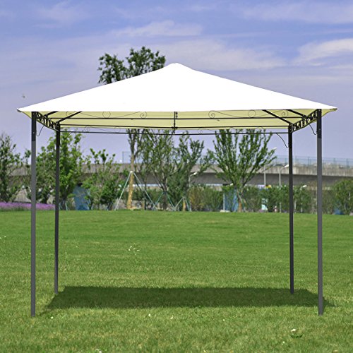 oldzon Outdoor 10'x10' Square Gazebo Canopy Tent Shelter Awning Garden Patio Beige with Ebook
