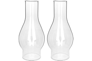 LVACODV Oil Lamp Chimney Replacement – 2 1/8 Inch Base x 6.5 Inch Height Clear Glass Globe for Vintage Kerosene Lamps, Hurricane Lamp Shade & Parts（2 Pack）