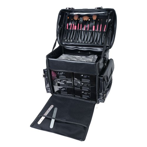 SHANY Makeup Artist Soft Rolling Trolley Cosmetic Case with Free Set of
