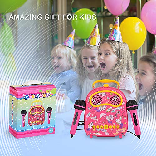 Toddlers Karaoke Machine for Girls Boys with 2 Microphones Bluetooth
