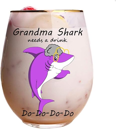 Download Amazon Com Gift For Grandma Grandma Shark Needs A Drink Funny Wine Glass For Grandmother Birthday Christmas Thanksgiving Mother S Day Gifts Wine Glasses SVG, PNG, EPS, DXF File