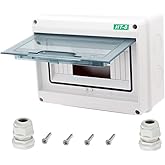 Otdorpatio Breaker Box Distribution Protection Box, IP65 Clear Cover Electrical Box, ABS Power Supply Electronic Junction Box Din Rail Enclosure for Circuit Breaker on The Wall 8 Way(200x155x95mm)