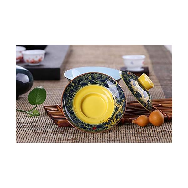 FHFF Kaffeetasse Chinesische Traditionen GAI Wan Teeservice Dehua Gaiwan Topfset Keramik Drache Retro Große Schalen… – Bild 3