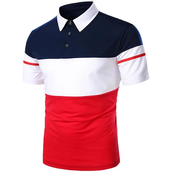 Amazon.com: Men's Color Block Short Sleeve Polo Shirt Casual