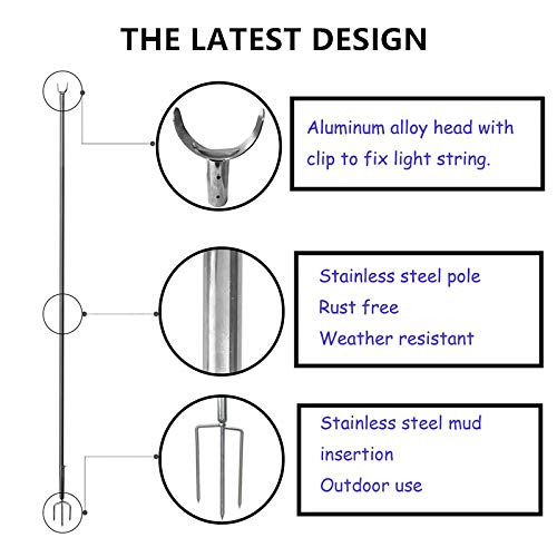 SANDEGOO Outdoor String Lights, 10-Foot Rust Proof Bracket, Used for Courtyard Garden Residence Cafe Wedding Decoration LED or Solar Light Bulb Stainless Steel(Trigeminal)