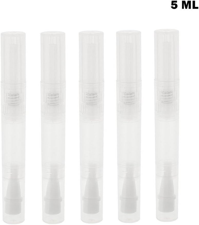 Qorol 5pcs 5ml Empty Transparent Twist Pen Cosmetic Container Lip Gloss Eyelash Growth Liquid Tube