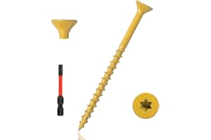 LUPANTER 500 Pcs Exterior Deck Screws #10×3 inch, 7.2lb Wood Screws with Yellow Ceramic Coating, Premium Outdoor Rust Resistant Self Taping Screws,T25 Drive Bit includs.
