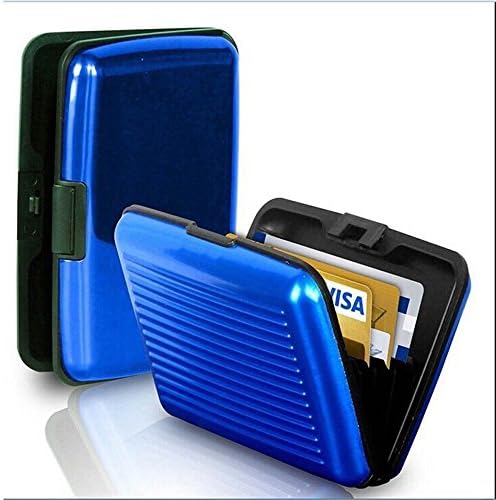 Slim Business ID Credit Card Wallet Holder Aluminum Metal Pocket Case Box Purse (Blue)