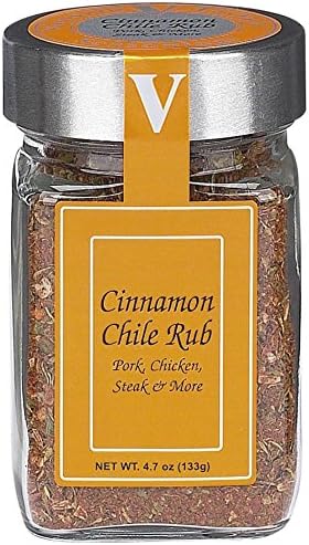 Cinnamon Chile Rub โ Victoria Taylors 4.7 OZ Jar โ Organic Blend of Red Peppers, Nutmeg, Chipotle, Ginger, Chili, Demerara Sugar, and Herbs like Parsley, Garlic, Green Onion and Onion makes a Gourmet Spice Mix โ Ideal Seasoning for: Chicken, Pork, and Steak. Dry Rub makes any Meat delicious for the Grill!