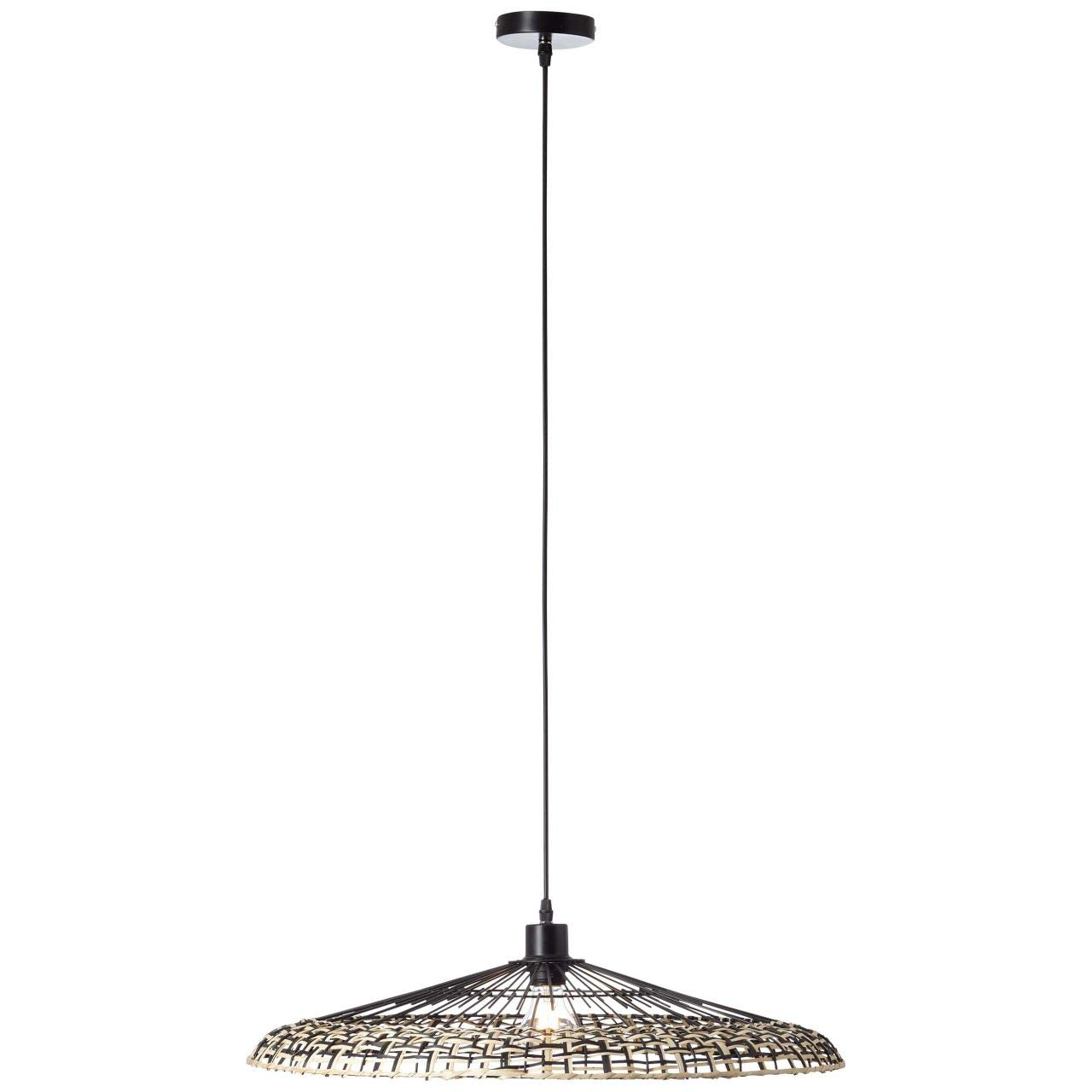 Brilliant Fixi 99265/76 Pendant Light 1 Bulb Black / Natural Interior Lights 1 x A60 E27 40 W Suitable for Normal Lamps (not Included) A++ Height Adjustable / Cable Can be Shortened