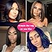 WIGNEE Lace Front Virgin Human Hair Bob Wig Middle Part Silky Straight Glueless Brazilian Human Hair Natural Black Wig (12 Inch)