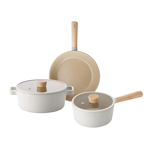 FIKA Kitchen Home Essential 5-Piece Cookware Pot and Pan Set with Lid ...