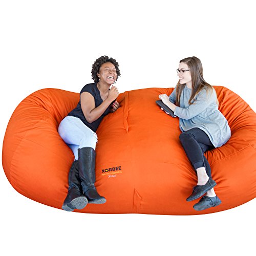 Xorbee 8-Foot Foam-Filled Bean Bag Lounger in Twill, Orange Crush