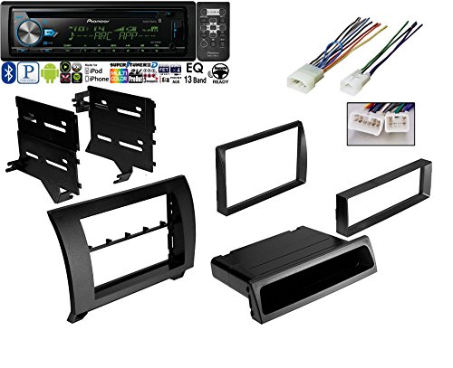 Pioneer DEH-X6900BT Vehicle CD Digital Music Player Receivers, Black w/ Car Radio Black Dash Kit Harness for 2007-2013 Toyota Tundra Sequoia Wiring Harness